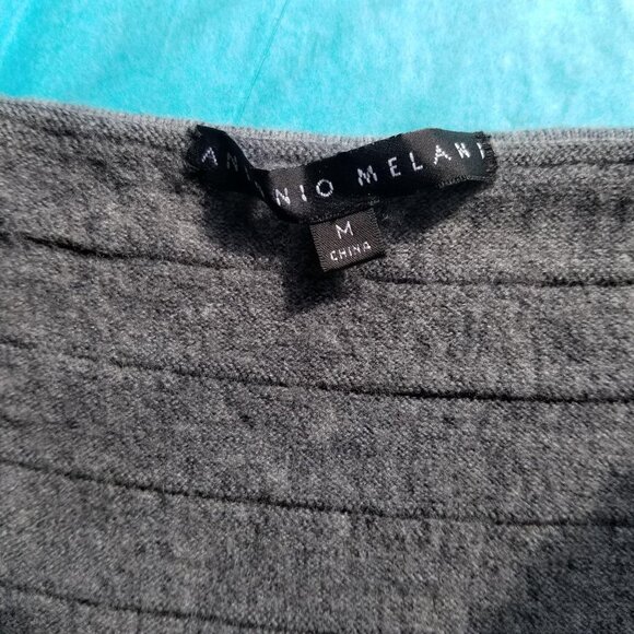 Antonio Melani Gray Ribbed Knit Short Sleeve Wrap Dress Womens M - Picture 3 of 3